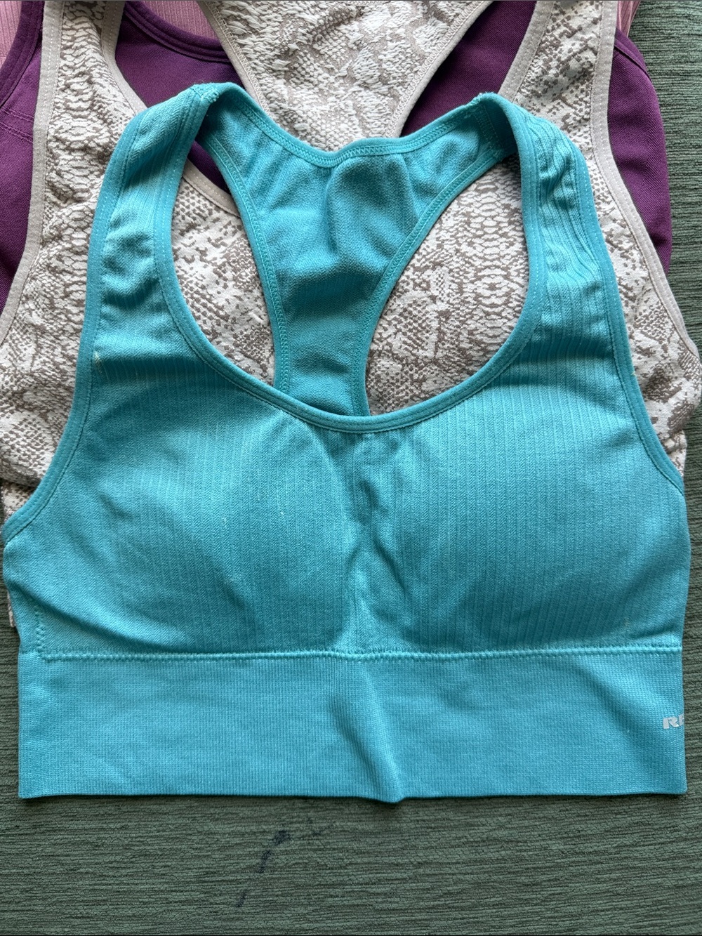 Mixed Color Racerback Sports Bra Bundle — Pink, Teal, Plum, Black - Picture 4 of 9
